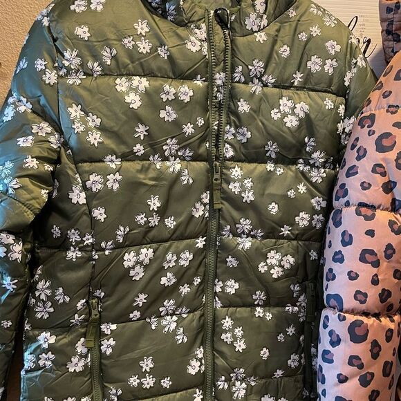 Girls Where Abouts Army Green Floral Coat and Animal Print Coat NWT Size 16 - Picture 3 of 16